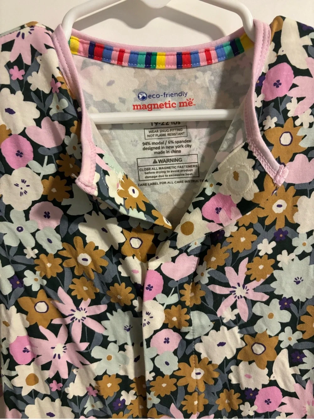 Magnetic Me Floral Footed One-Piece Pajama in Pink, Green & Brown